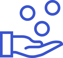 Blue icon of hand hold bubbles Blue icon of hand hold bubbles